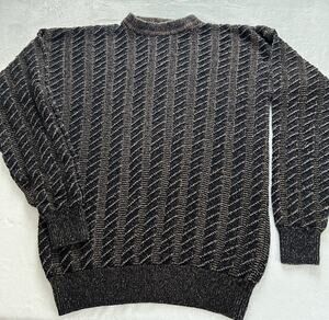 Damon Vintage men's sweater size Large 90's Brown Dark Black Knit